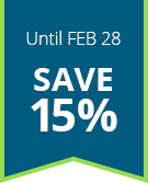 save 15% now through Feb 28